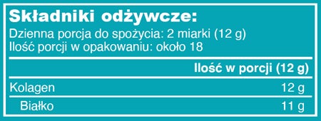 Tabela składników odżywczych marine collagen 221