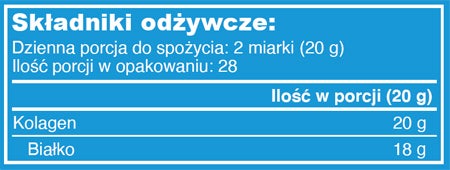 Tabela składników odżywczych collagen peptides 567