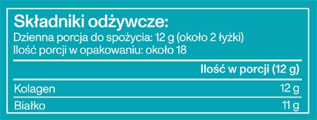 Tabela składników odżywczych marine collagen 221